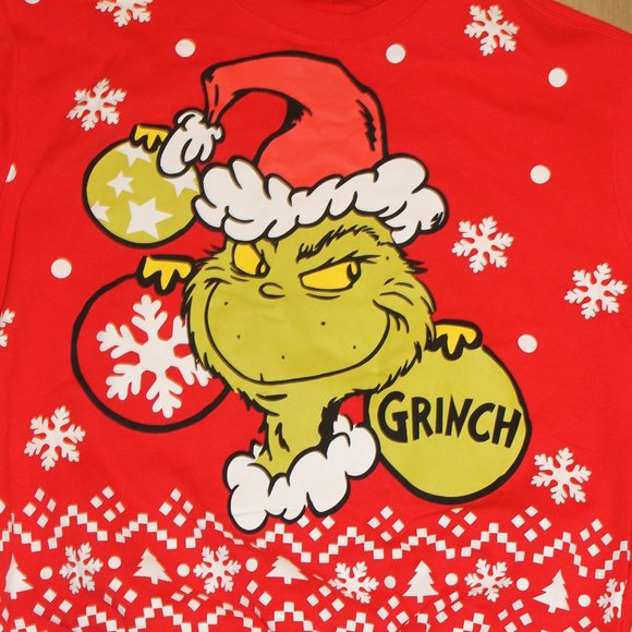 DR. SEUSS THE GRINCH CHRISTMAS SWEATSHIRT UGLY FLEECE SWEATER JR SZ M NWT - Picture 5 of 6